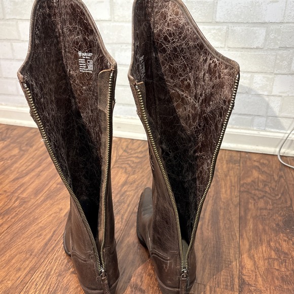 NWT Ariat Caldera Western Brown Leather Boots Womens 8 Aztec Kneehigh Tribal - Picture 12 of 16